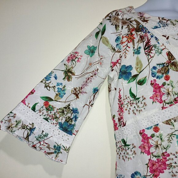 Anthropologie Sanctuary Ellie White Floral Print Lined Eyelet Causal Dress Sz S - Picture 4 of 10